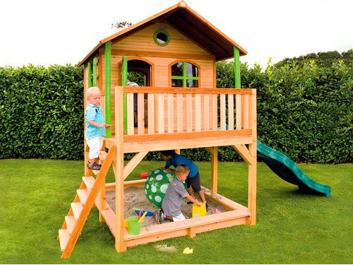 AXI Spielhaus Marc mit Leiter, Rutsche und Sandkasten aus Holz in Braun und Grün, B/H/T: 432 x 293 x 212 cm - Bild 2