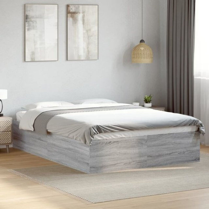 Modernes Bettgestell Vidaxl aus Holzwerkstoff in Grau, B/T/H: 120 x 190 cm - Bild 1