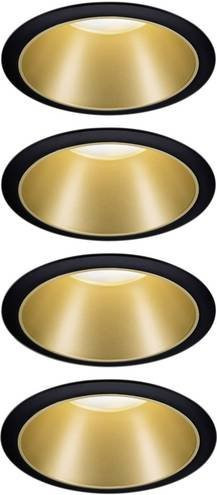Paulmann Cole Coin LED Einbauleuchten 4er Set, dimmbar, Schwarz und Gold/Messing, warmweiß - Bild 1