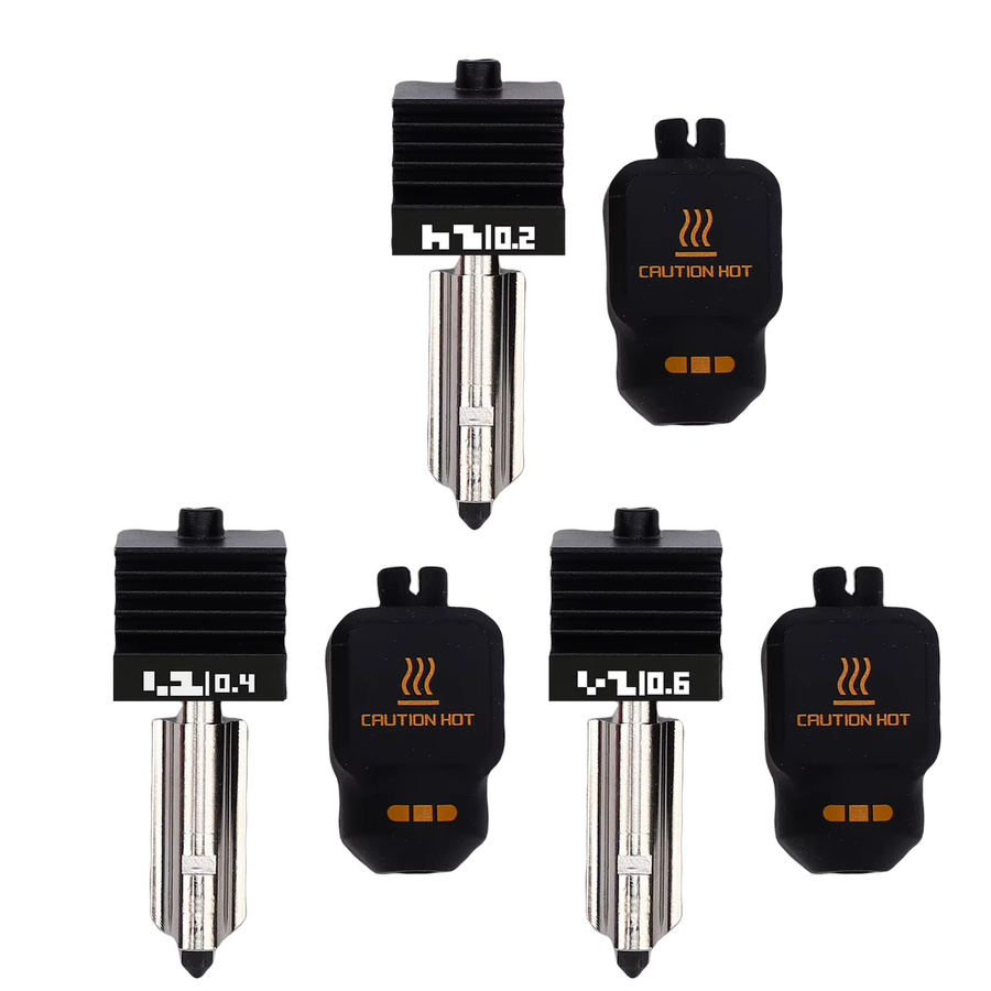 3-teiliges Hotend-Set für Bambu Lab P2S H2D H2S H2C 3D-Drucker mit Düsen in 0,2mm, 0,4mm und 0,6mm sowie Silikonabdeckungen in Schwarz - Bild 6
