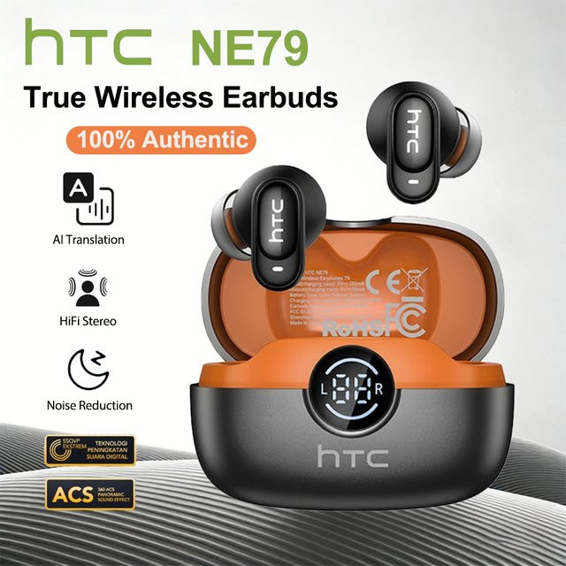 HTC NE79 Bluetooth In-Ear Ohrhörer mit Echtzeit-Übersetzung, Geräuschunterdrückung und HiFi-Musik in Schwarz, Blau oder Orange - Bild 1