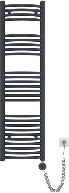 Emke Elektrischer Badheizkörper Gebogen mit Thermostat und Heizstab, Handtuchtrockner in Anthrazit, Höhe: 140 cm, Breite: 40 cm, 500W - Bild 1