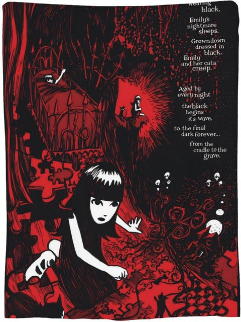 Helenal Flanelldecke E-Emily the Strange Poster Design in Schwarz und Weiß, B: 150 cm, T: 125 cm - Bild 1