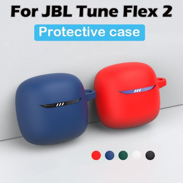 Stoßfeste Silikon-Schutzhülle mit Haken für JBL Tune Flex 2 in Schwarz oder Rot - Bild 1