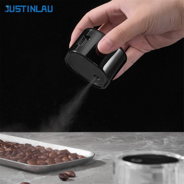 JUSTINLAU Elektrischer Kaffeebohnenzerstäuber, antistatisches automatisches Sprühgerät mit Magnetfuß und Akku, erhältlich in Schwarz oder Weiß - Bild 1