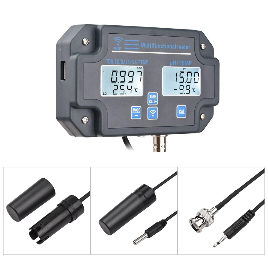 Kkmoon Wifi Digitaler Wasserqualitätstester 6-in-1 Wasseranalysator Wandmontiert in Grau - Bild 5