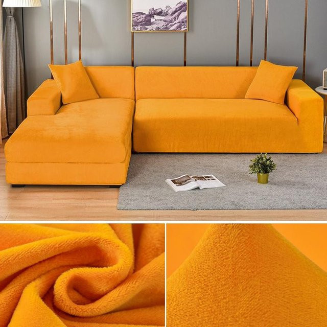 Elastischer Samt-Sofabezug von Your Warm Home für 1-Sitzer, Waschbarer Plüsch-Couchbezug, Breite: 90-140 cm - Bild 1