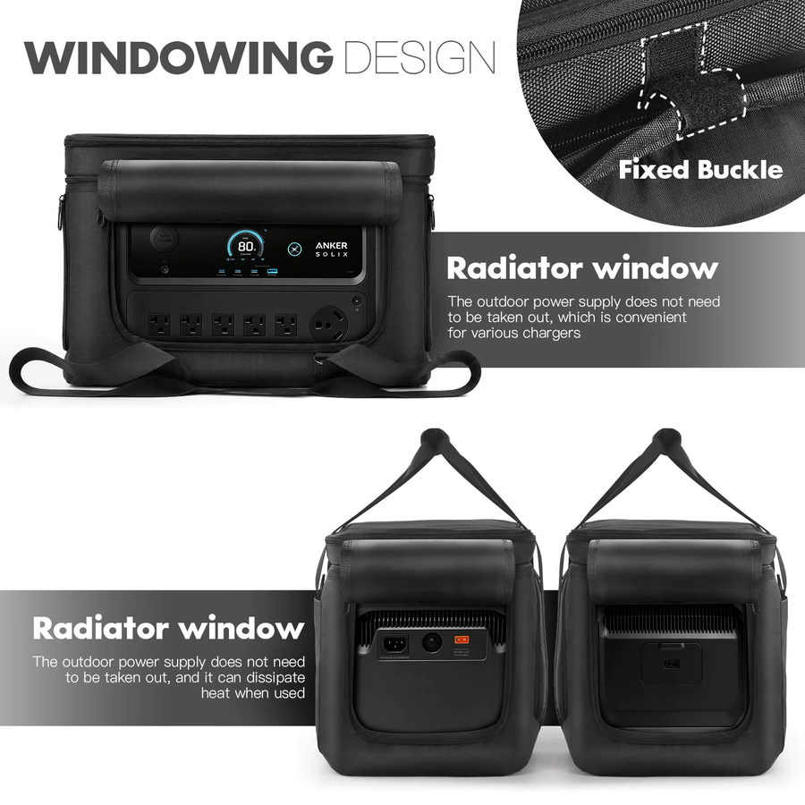 Anker Tragetasche für SOLIX C2000 Gen 2 Powerstation, schwarze Aufbewahrungstasche mit Organizer-Taschen für Reisen - Bild 3