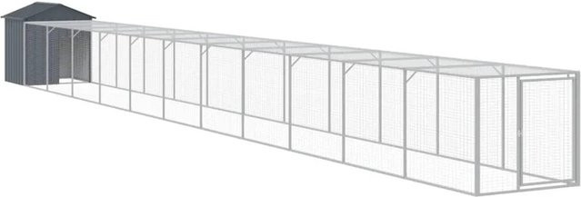 vidaXL Hühnerkäfig mit Auslauf aus verzinktem Stahl in Anthrazit, B/T/H: 117 x 1221 x 123 cm - Bild 1