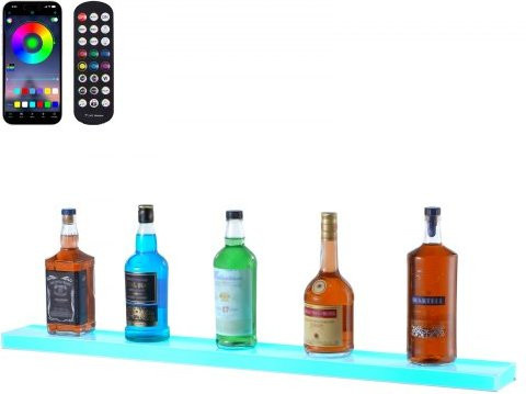 VEVOR LED Spirituosenregal für die Wandmontage, 1-stufiges beleuchtetes Acryl-Flaschenregal für Home Bars, transparent/mehrfarbig, Breite: 101,6 cm - Bild 1