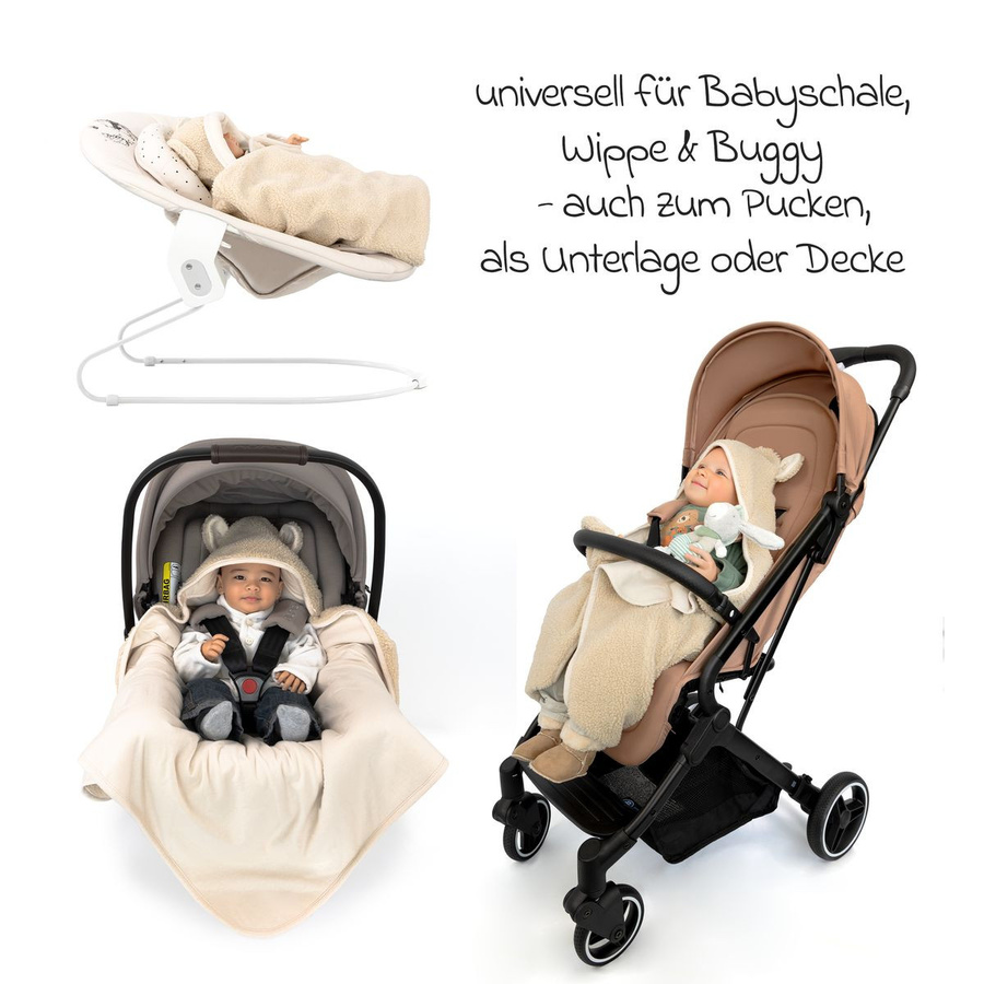 Zamboo Einschlagdecke Teddy für Babyschalen aus Baumwolle in Beige mit OEKO-TEX Standard 100 - Bild 2
