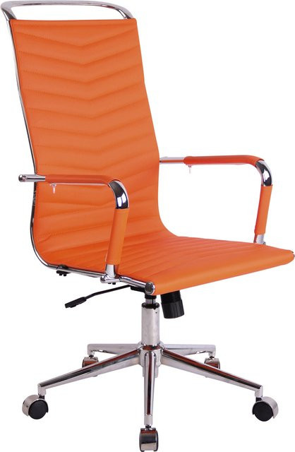 TPFLiving Bürostuhl Battle moderner Schreibtischstuhl aus Kunstleder in Orange mit Armlehnen und Rollen - Bild 1