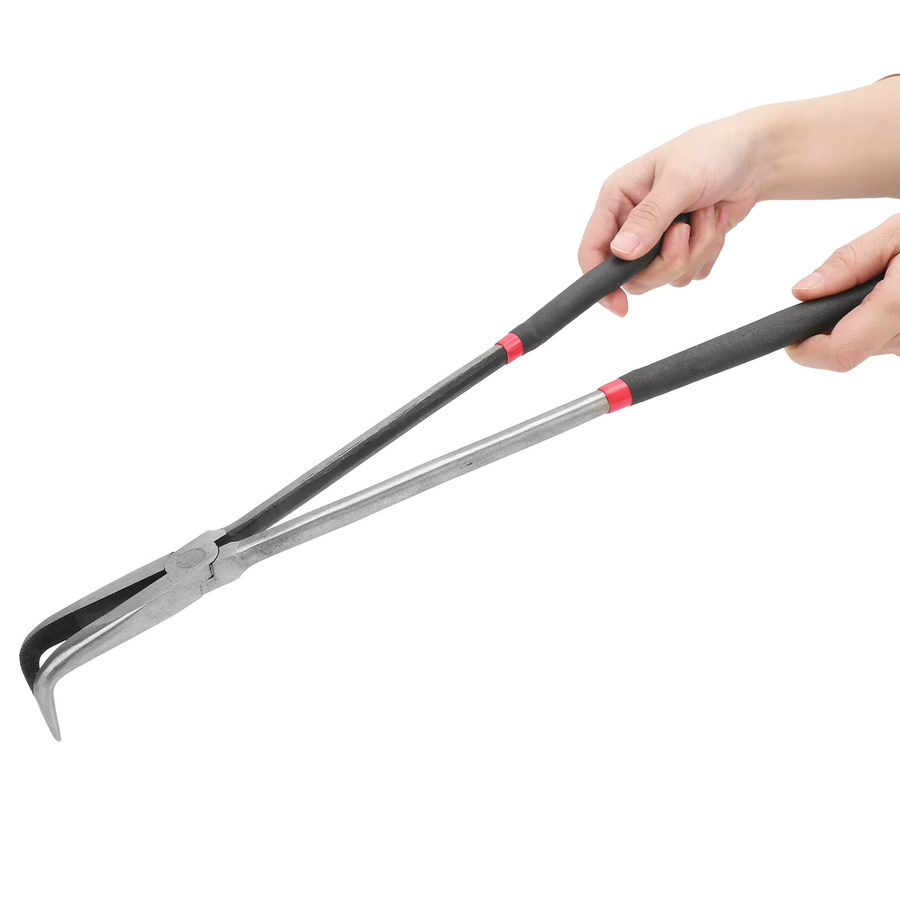 Extra lange Spitzzange mit 90 Grad gebogener Spitze in Silber, 400 mm - Bild 5