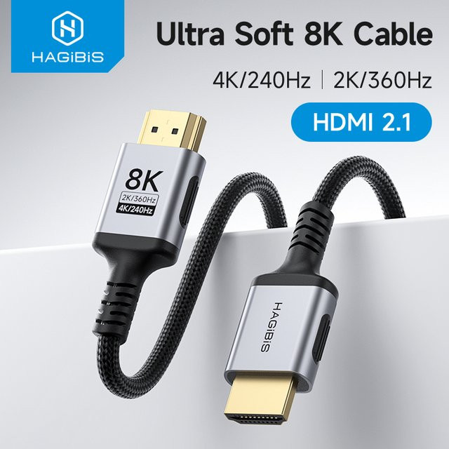 Hagibis HDMI Hochgeschwindigkeitskabel in Schwarz für 8K 60Hz, 4K 240Hz und 2K 360Hz kompatibel mit PS5, Xbox und Laptops - Bild 1
