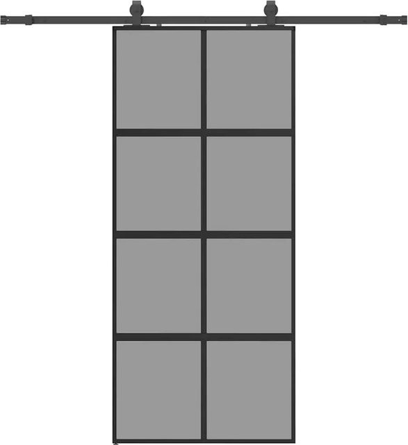 vidaXL Schiebetür aus Glas mit Beschlag in Schwarz, modern, B: 90 cm, H: 205 cm - Bild 1