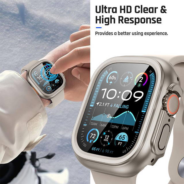 Schutzhülle für Apple Watch Ultra 2 & 3 (49 mm) mit gehärtetem Glas und Band in Rot - Bild 1