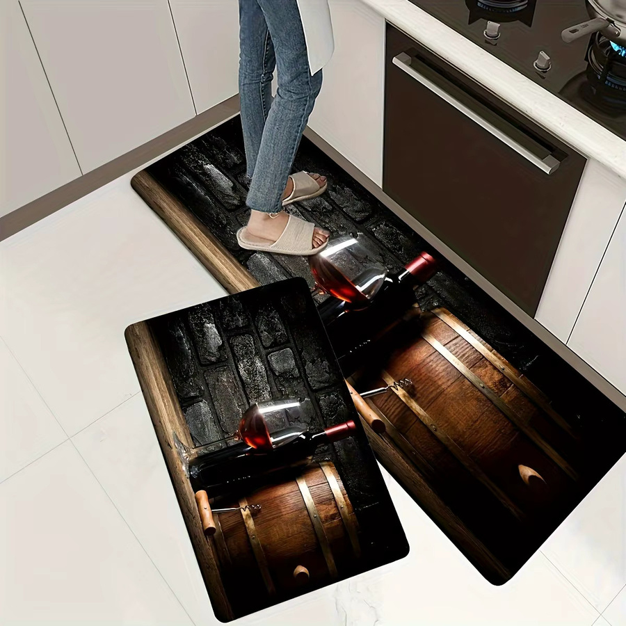 VIKAMA Bodenmatte mit Wein-Print, weich und rutschfest, wasserabsorbierend für Küche, Flur oder Eingangsbereich - Bild 4
