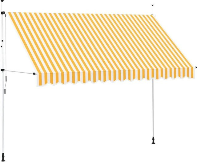 vidaXL Handbetriebbare Einziehbare Markise aus Polyester in Orange-Weiß Gestreift, Breite: 350 cm, Ausladung: 120 cm - Bild 1