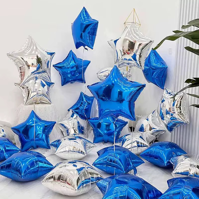 BALONAQ Stern-Folienballons aus Aluminium in Gold und Silber, 45,72 cm Durchmesser, ideal für Geburtstag, Hochzeit und Baby Shower - Bild 1