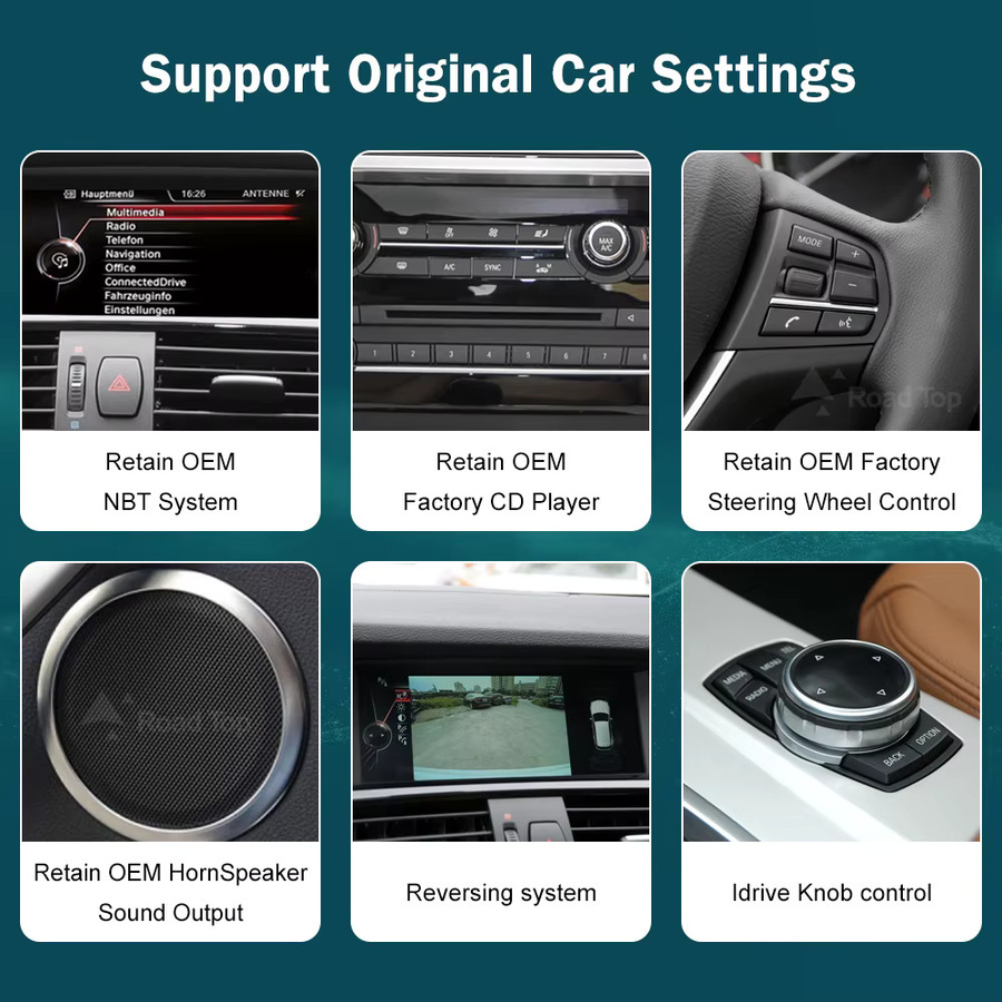 RoadTop 12,3 Zoll Drahtloser CarPlay Multimedia Linux Touchscreen für BMW X3 F25 und X4 F26 2011-2016 CIC NBT mit Android Auto in Schwarz - Bild 3