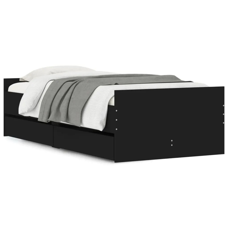 vidaXL Bettrahmen mit Schubladen in Schwarz, Modernes Design aus Holzwerkstoff, B: 75 cm, L: 190 cm - Bild 2