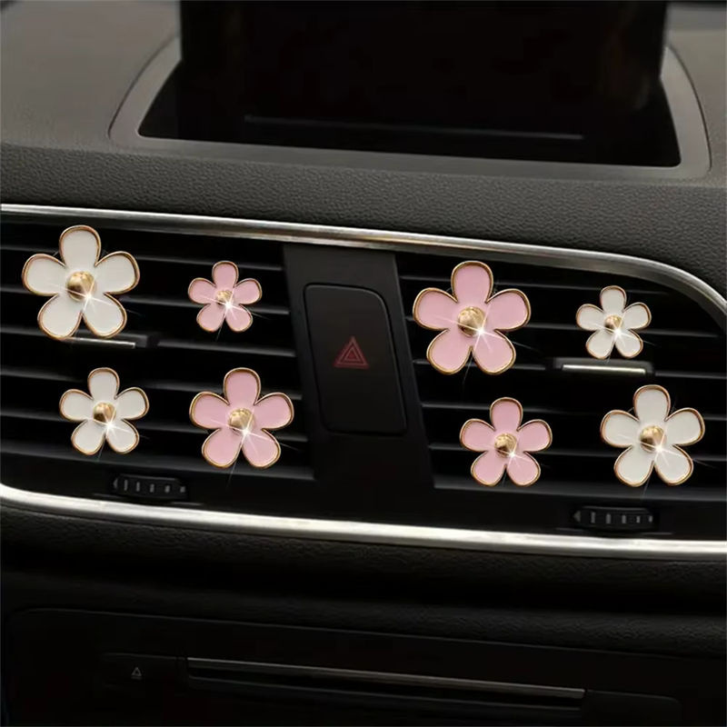 Set mit 8 Stück Auto Luftauslass Parfüm Clips im floralen Daisy Design, mehrfarbig, zur Aromatherapie im Auto - Bild 2
