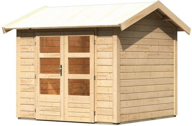 KARIBU Gartenhaus THERES 3 aus Massivholz aus Nordischer Fichte, Naturbelassen, B/T/H: 244 x 244 x 242 cm - Bild 1