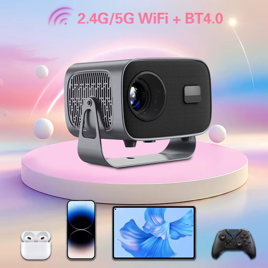 H96 MAX Smart Projektor mit Android 13, Full HD 1080P, WLAN und Bluetooth 5.2, tragbarer Mini-Videoprojektor für das Heimkino in Schwarz - Bild 3