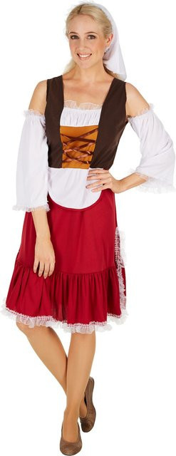 tectake Frauenkostüm Mittelalter Magd, Fantasy, Rot - Bild 1