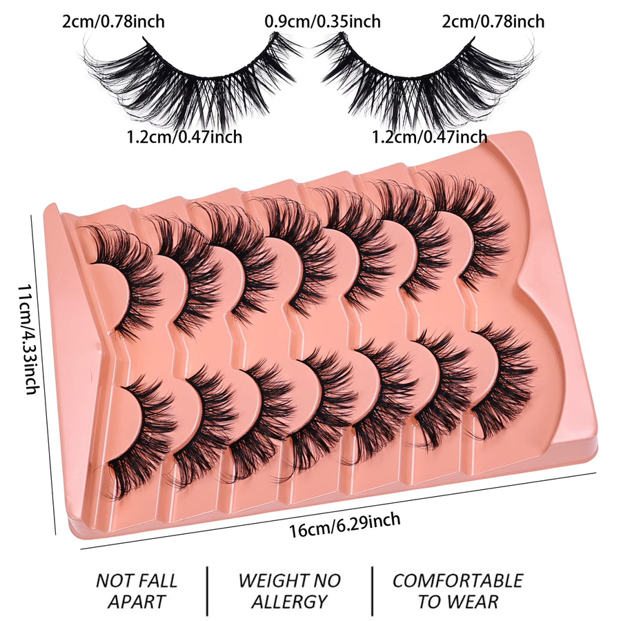 JIEFUXIN Falsche Wimpern Katzenaugen-Look, 14 Paar, schlank, kräuselnd, flauschig - Bild 4