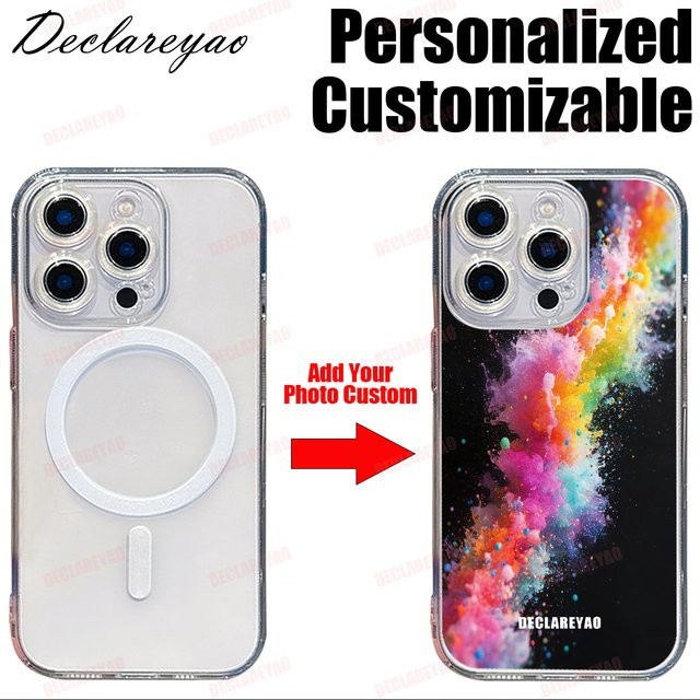 Personalisierte MagSafe Schutzhülle für Apple iPhone 16 15 14 13 12 11 Pro Max Plus SE – Transparent mit eigenem Foto gestaltbar - Bild 1