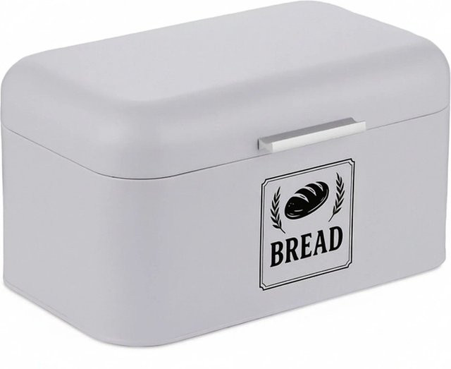 Relaxdays Brotkasten aus Eisen mit Deckel und Griff in Grau, B/T/H: 30 x 16,5 x 19 cm - Bild 1