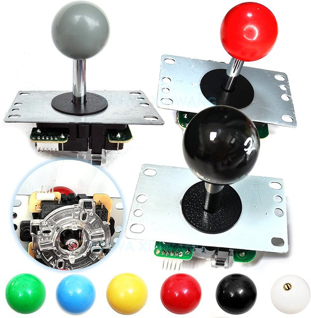 Sanwa Arcade-Joystick mit runder Kugel, 5-poliger Stecker für USB-Platine, Schwarz, für PC und PS3-Spielkonsole, DIY-Richtungscontroller - Bild 1