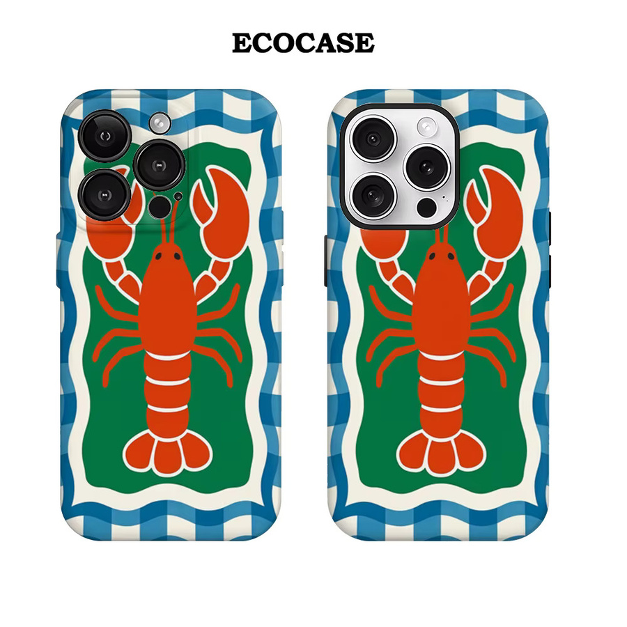 Gingham Framed Lobster Handyhülle für iPhone 17 16 15 14 13 12 11 Pro Max Plus mit doppelschichtiger Rückseite in Multicolour - Bild 2