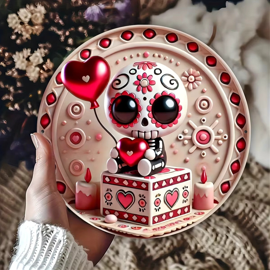 Potdemiel Zuckerschädel-Kranzschild Dia de los Muertos & Cinco de Mayo Dekoration, rund, Multicolour, Durchmesser: 20,3 cm - Bild 3