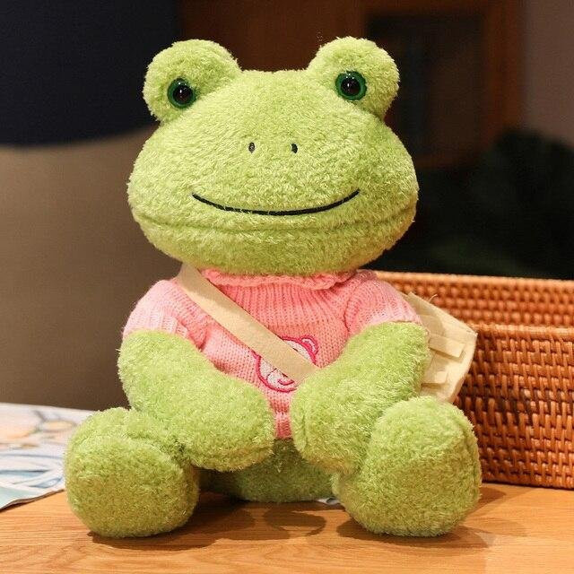 Binchi Keji Travel Netter Frosch Plüschtier, mit Pullover Tasche, 1-teiliges Set - Bild 1