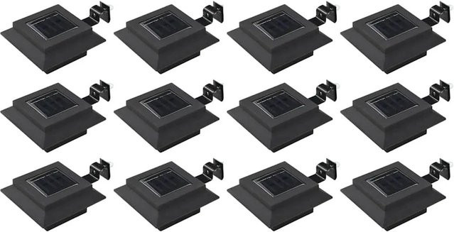 vidaXL Solar-Außenleuchten Set 12 Stück LED Rechteckig Schwarz mit Dämmerungssensor - Bild 1
