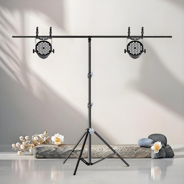 SH Photography T-förmiges Hintergrundständer-System-Kit für Fotostudio, Video und Chroma-Key in Schwarz - Bild 1
