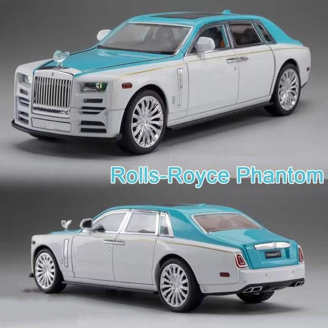 MAKEDA Rolls Royce Phantom, Spielzeug Modell Auto, mit Licht und Sound, Metall, Schwarz - Bild 1