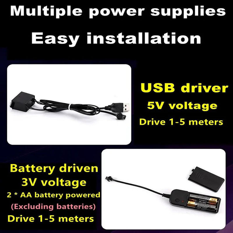MnnWuu RGB LED Neon-Flex Automobildekoration mit Batteriebox, violett, 1 m - Bild 3