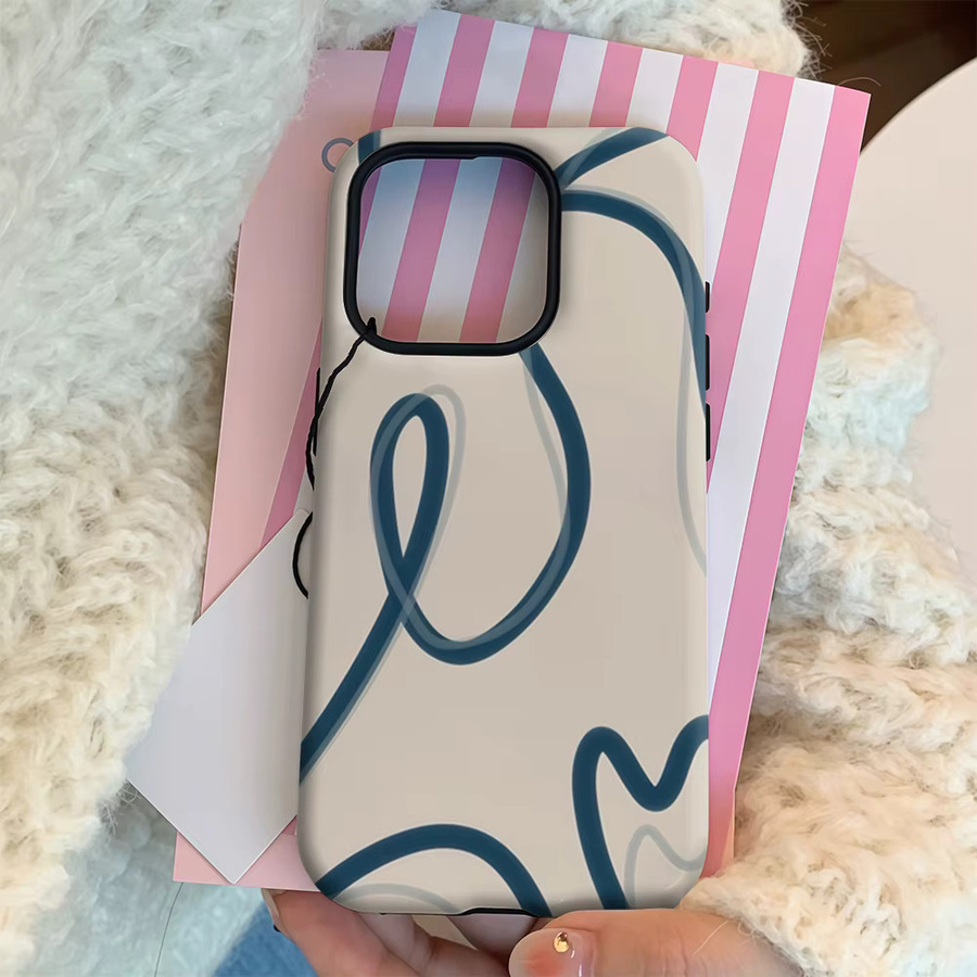 Handyhülle mit cremeblauem Wellendesign für Apple iPhone 17 16 15 14 13 12 11 Pro Max Plus mit doppelschichtiger Rückseite - Bild 2