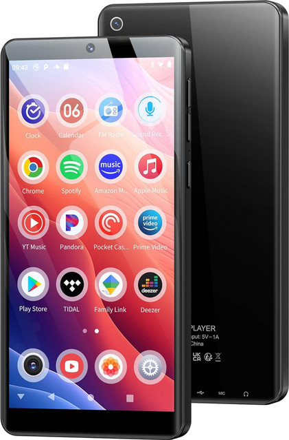 Oilsky MP3-Player mit 128 GB Speicher, Bluetooth und WLAN, Android 13.0, 5,5-Zoll-HD-Touchscreen und 13 MP-Kamera in Schwarz - Bild 1