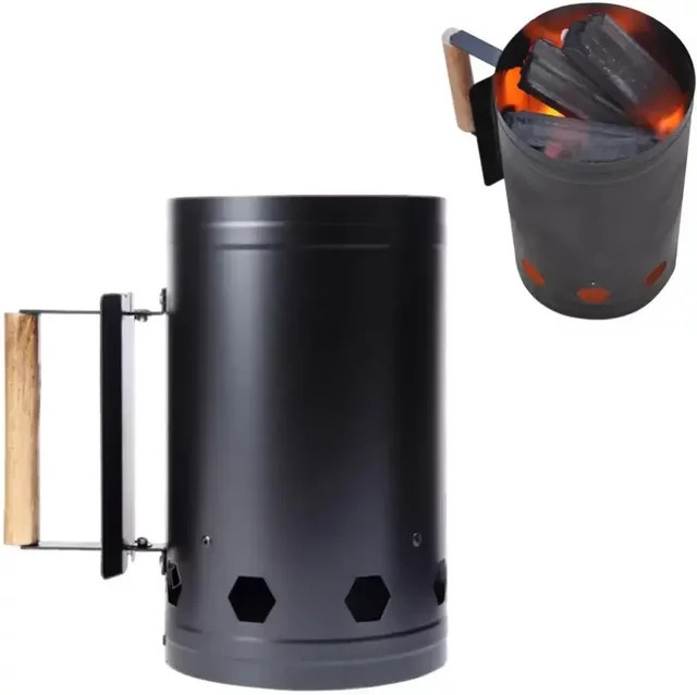 DUTRIEUX Spark Bucket Holzkohleimer in Schwarz zur Holzkohlezündung für Outdoor Barbecue und Grillofen - Bild 1