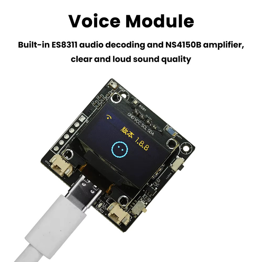 ESP32-C3 XiaoZhi AI Robot Intelligentes Sprachdialogmodul mit 0,96-Zoll-OLED-Display, Wi-Fi und Bluetooth, Schwarz - Bild 2