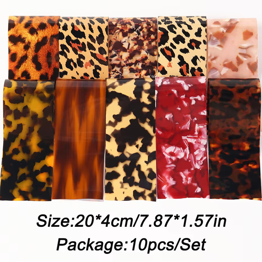 Full Beauty Nagelfolien, 10 Stück, Schildkröten- und Leopardenmuster, Glänzend - Bild 6
