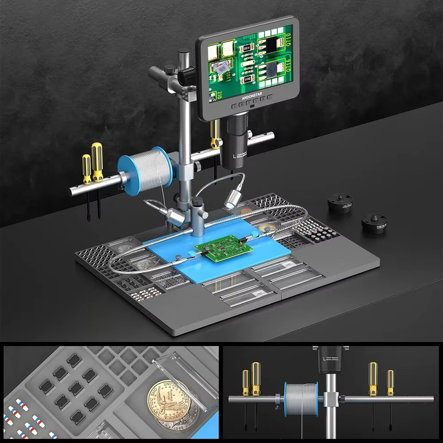 Andonstar AD246SM-Plus Trinokulares HDMI Digitalmikroskop 2160P UHD für PCB SMD Löten und Telefonreparatur, Schwarz - Bild 3