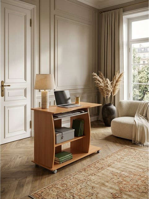 Computertisch GRASSE von KADIMA DESIGN mit Tastaturauszug und Druckerablage in Sonoma Brown, B/T/H: 94 x 48 x 90 cm - Bild 1