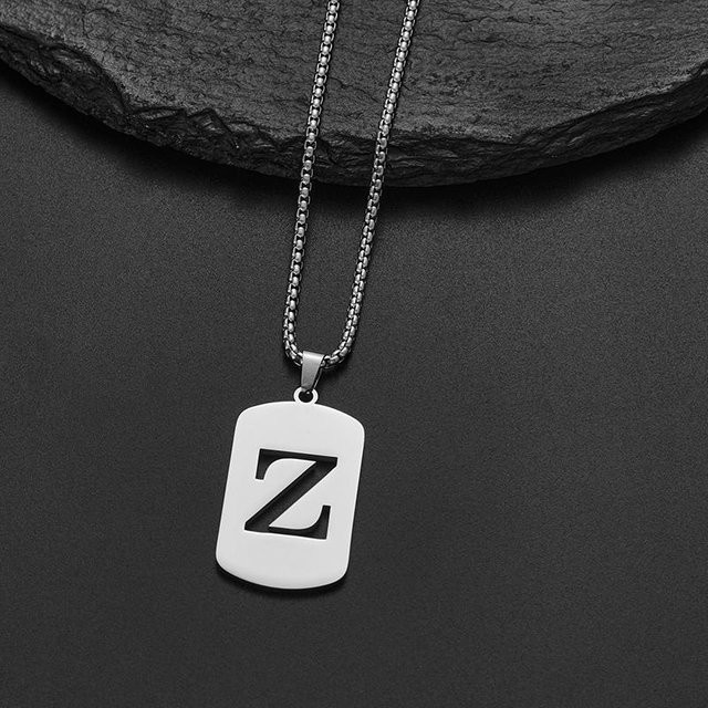 YULIN Halskette, Edelstahl, Silber, Alphabet Buchstaben Anhänger, 60cm, Unisex - Bild 1
