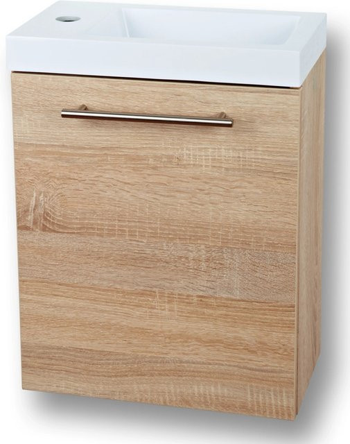 Sanotechnik Badmöbel-Set Fantasy Einzelwaschtisch in Eiche mit Softclose, Breite: 40 cm - Bild 1