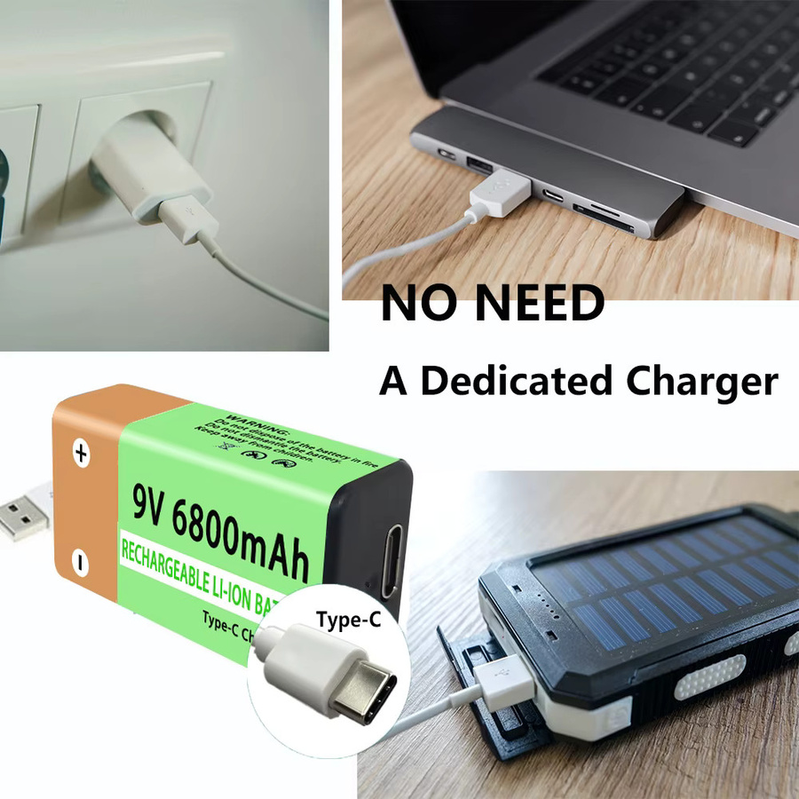 Rscrola 9V Akku mit 6800 mAh und USB-C Schnellladefunktion - Bild 2